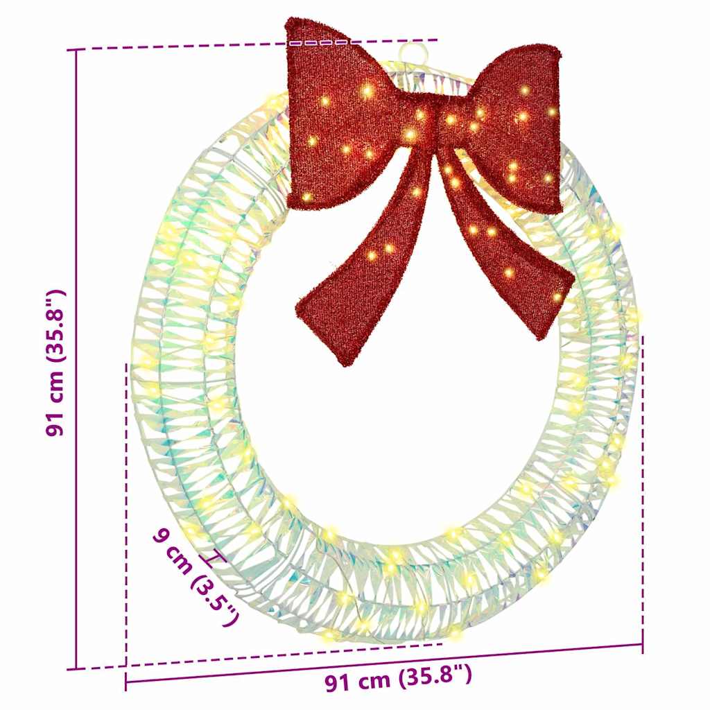 Couronne avec 80 LED Blanc chaud 90 cm PET