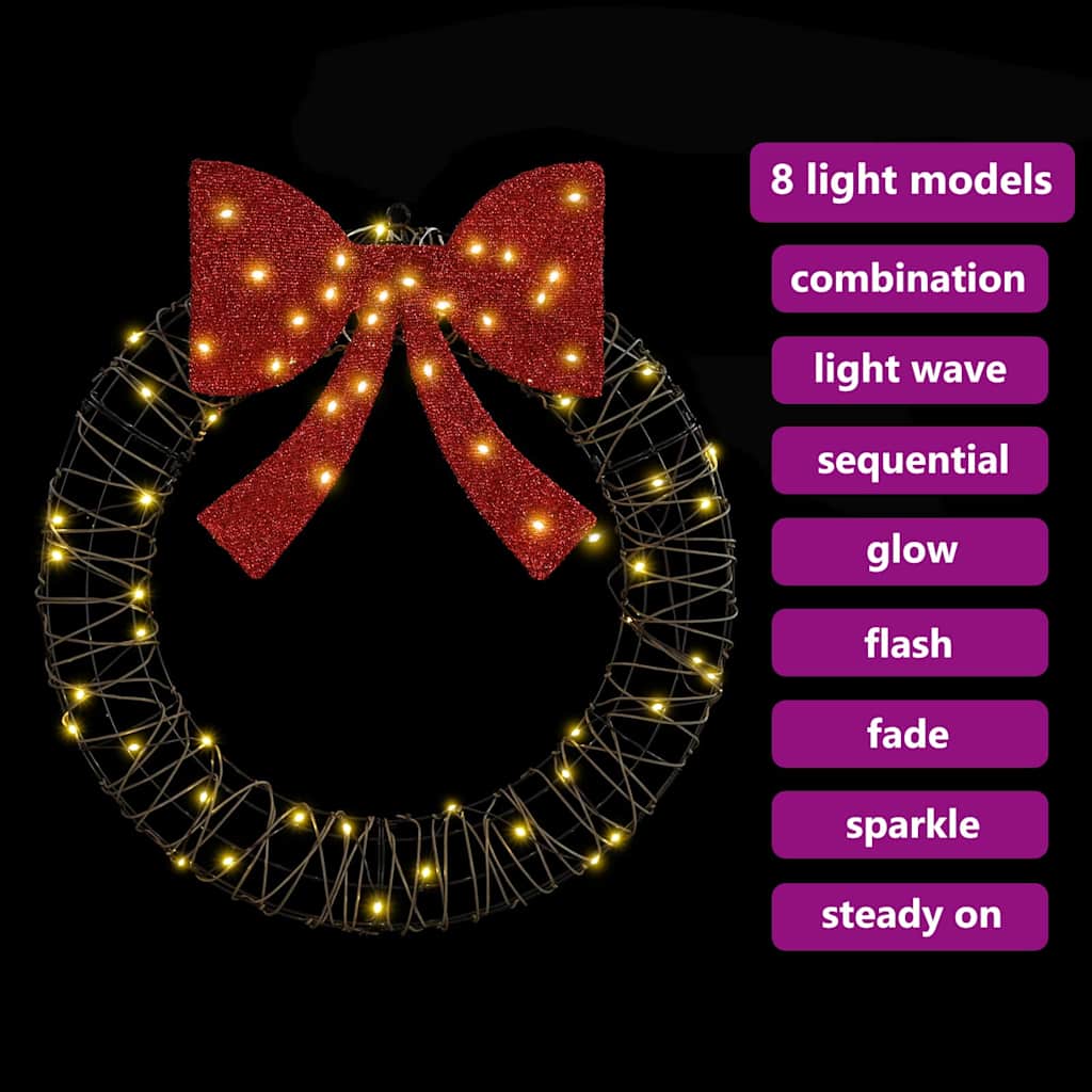 Couronne avec 60 LED Blanc chaud 75 cm Rotin