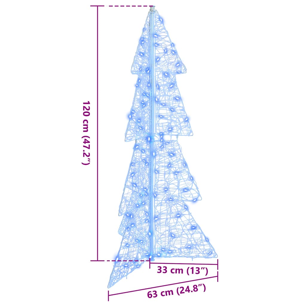 Sapin de Noël avec 100 LED Bleu 120 cm Acrylique - XIOS