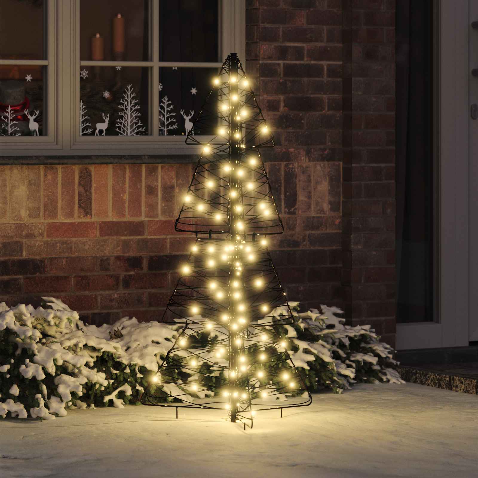 Sapin de Noël avec 100 LED Blanc chaud 120 cm Rotin - XIOS
