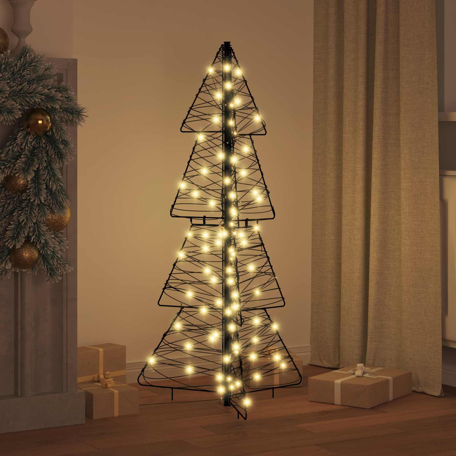 Sapin de Noël avec 100 LED Blanc chaud 120 cm Rotin - XIOS