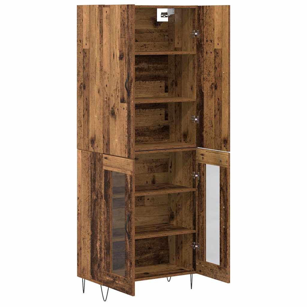 Haut Armoire 2 pcs Bois ancien Bois d'ingénierie et verre - XIOS