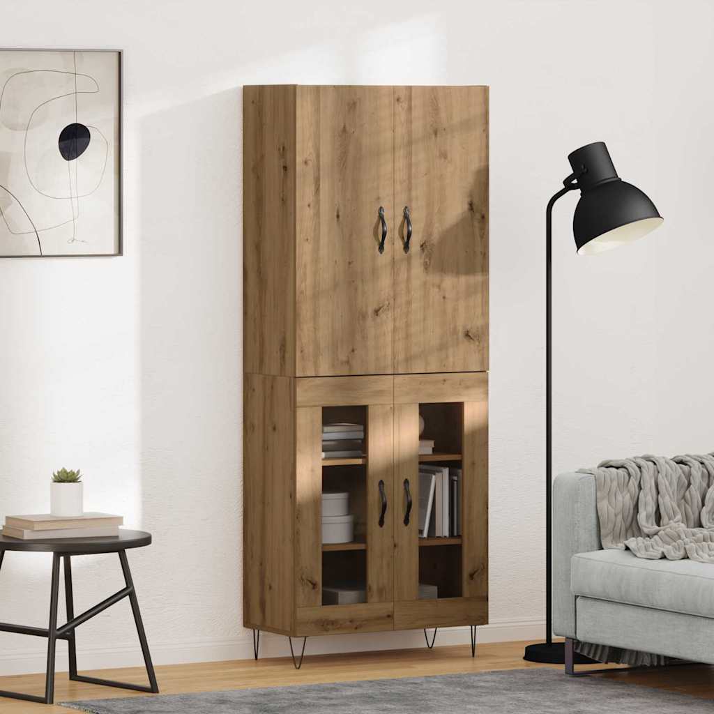 Haut Armoire 2 pcs Chêne artisanal Bois d'ingénierie et verre - XIOS