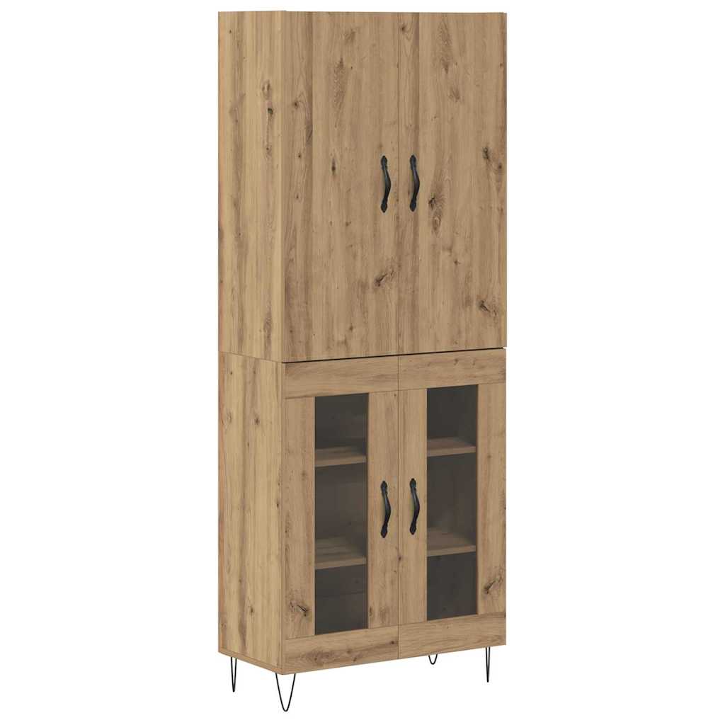 Haut Armoire 2 pcs Chêne artisanal Bois d'ingénierie et verre - XIOS