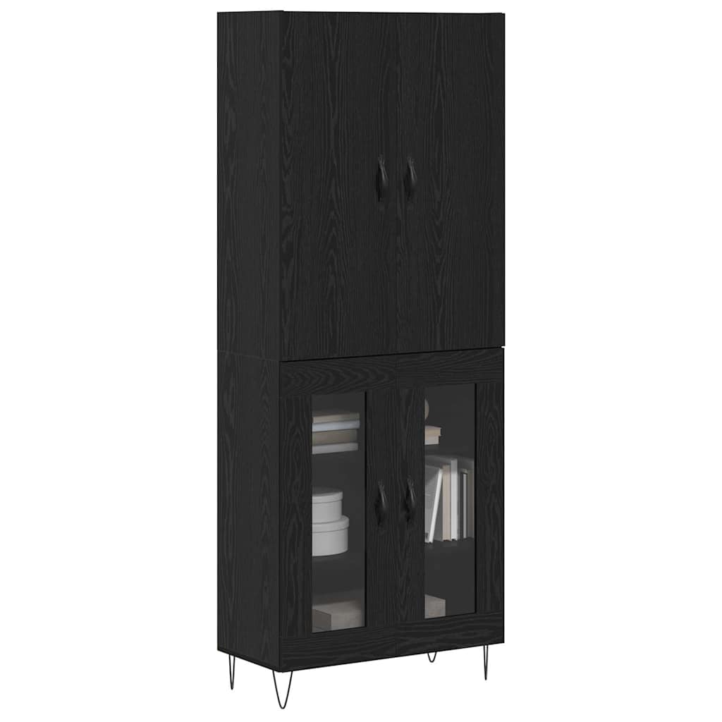 Haut Armoire 2 pcs Chêne noir Bois d'ingénierie et verre - XIOS