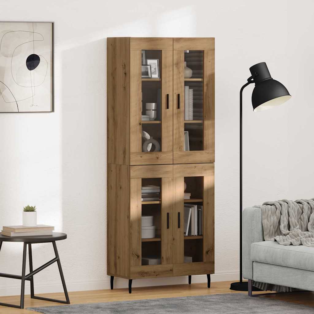 Haut Armoire 2 pcs Chêne artisanal Bois Aggloméré et Verre - XIOS