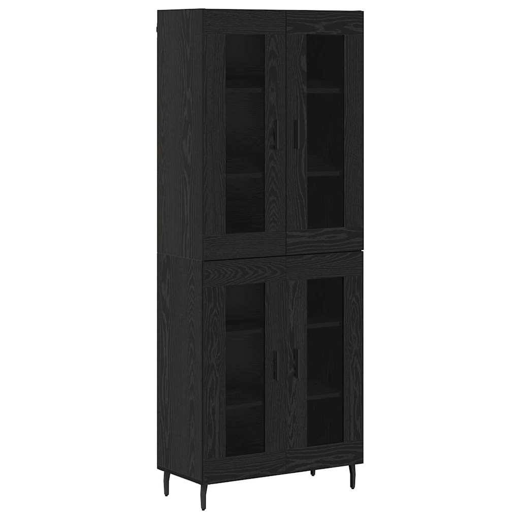 Haut Armoire 2 pcs Chêne noir Bois Aggloméré et Verre - XIOS