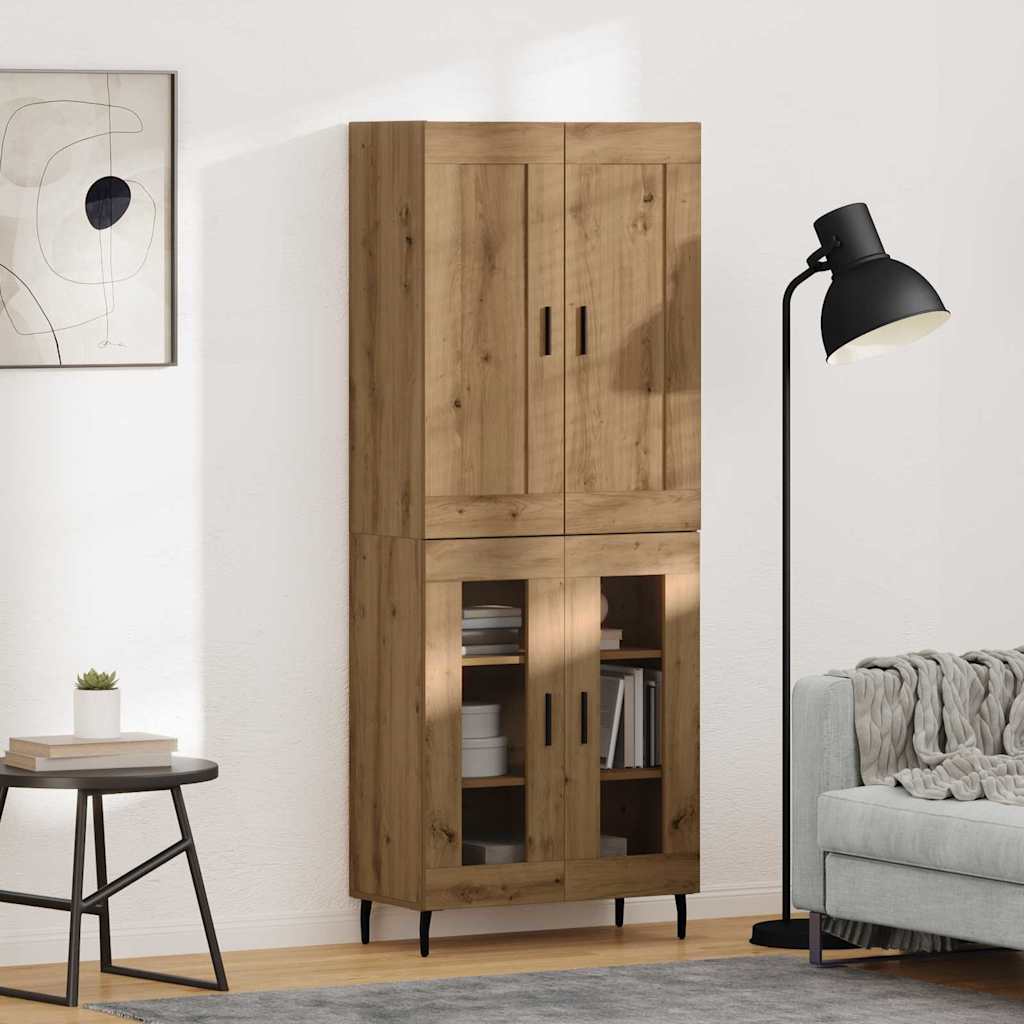 Haut Armoire 2 pcs Chêne artisanal Bois Aggloméré et Verre - XIOS
