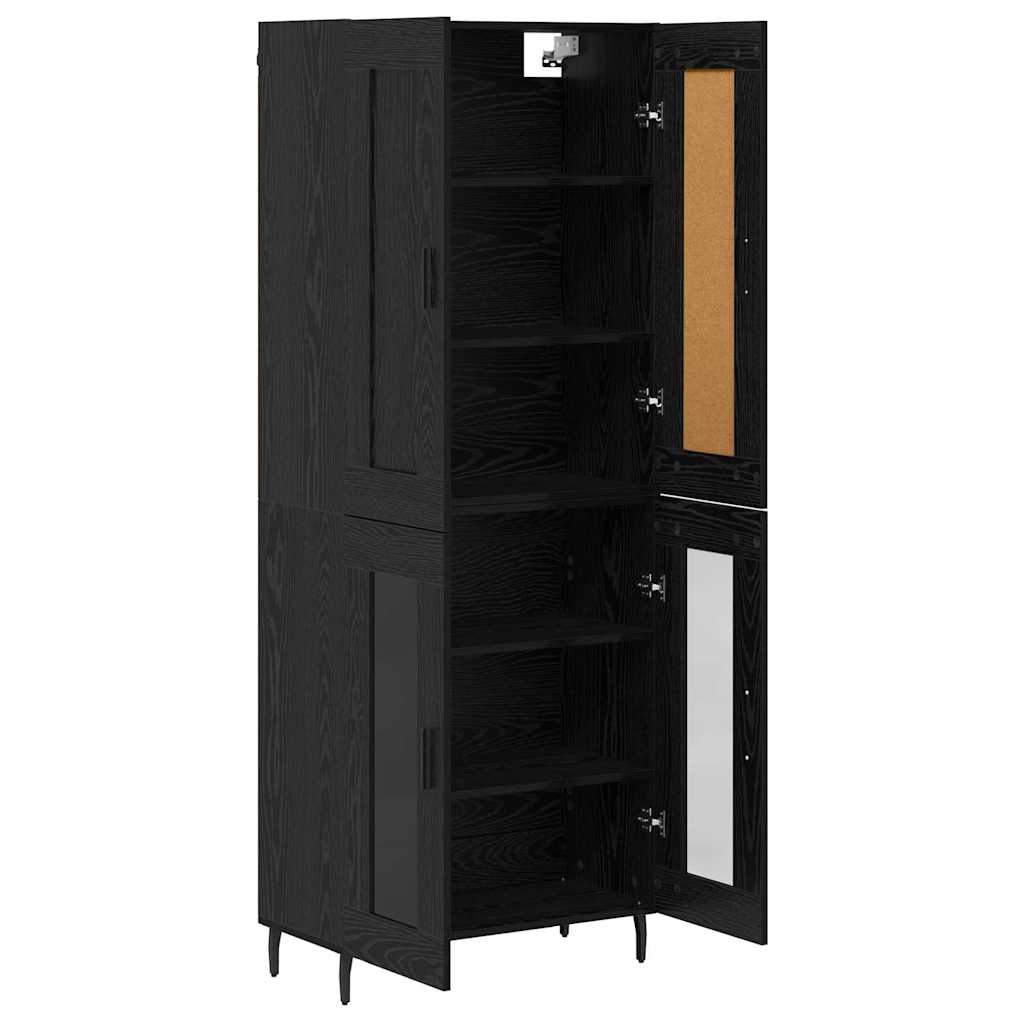 Haut Armoire 2 pcs Chêne noir Bois Aggloméré et Verre - XIOS