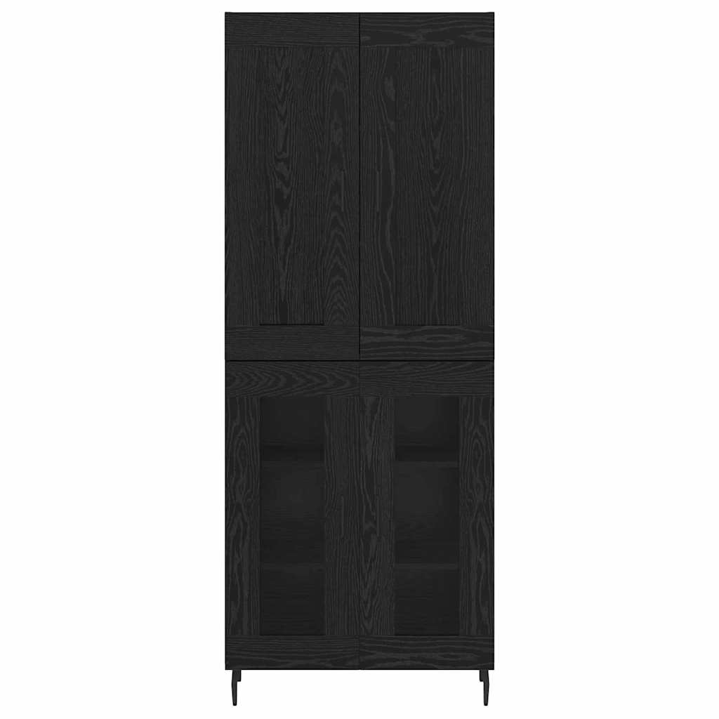 Haut Armoire 2 pcs Chêne noir Bois Aggloméré et Verre - XIOS