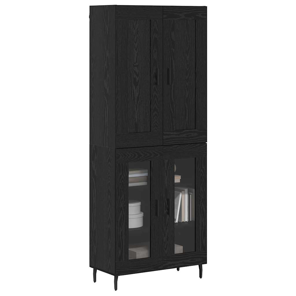 Haut Armoire 2 pcs Chêne noir Bois Aggloméré et Verre - XIOS