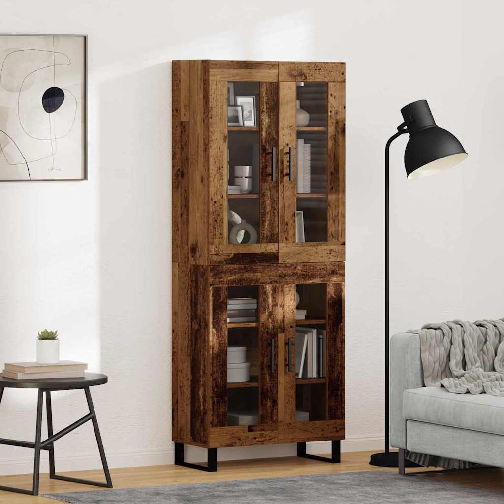 Haut Armoire 2 pcs Bois Ancien Bois Aggloméré et Verre - XIOS