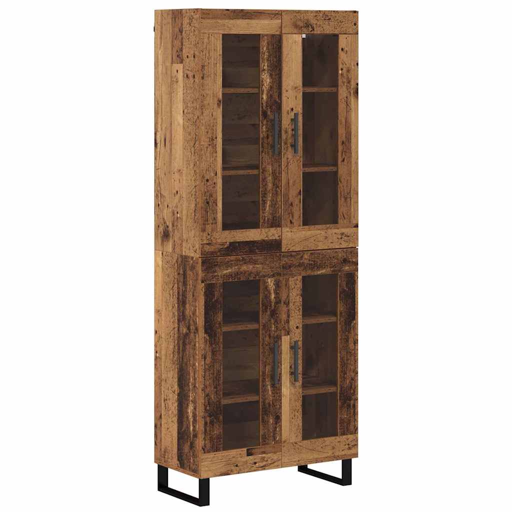 Haut Armoire 2 pcs Bois Ancien Bois Aggloméré et Verre - XIOS