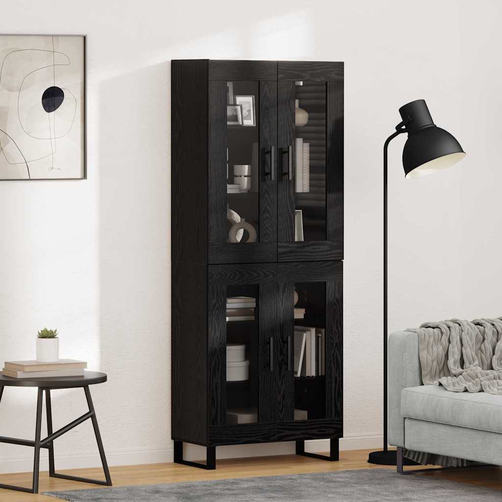 Haut Armoire 2 pcs Chêne noir Bois Aggloméré et Verre - XIOS