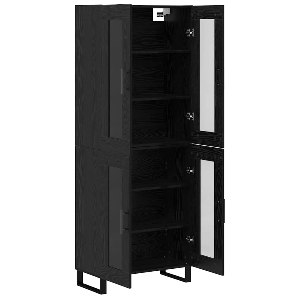 Haut Armoire 2 pcs Chêne noir Bois Aggloméré et Verre - XIOS