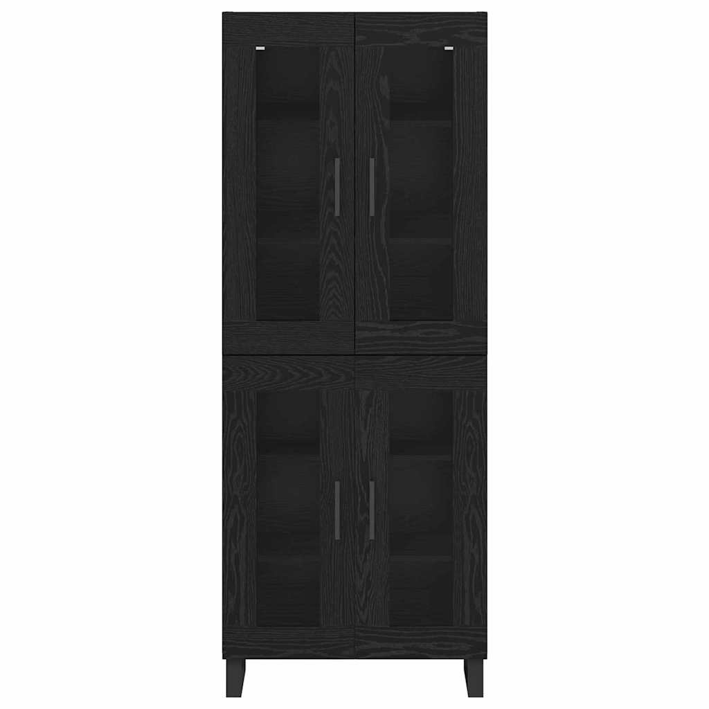 Haut Armoire 2 pcs Chêne noir Bois Aggloméré et Verre - XIOS