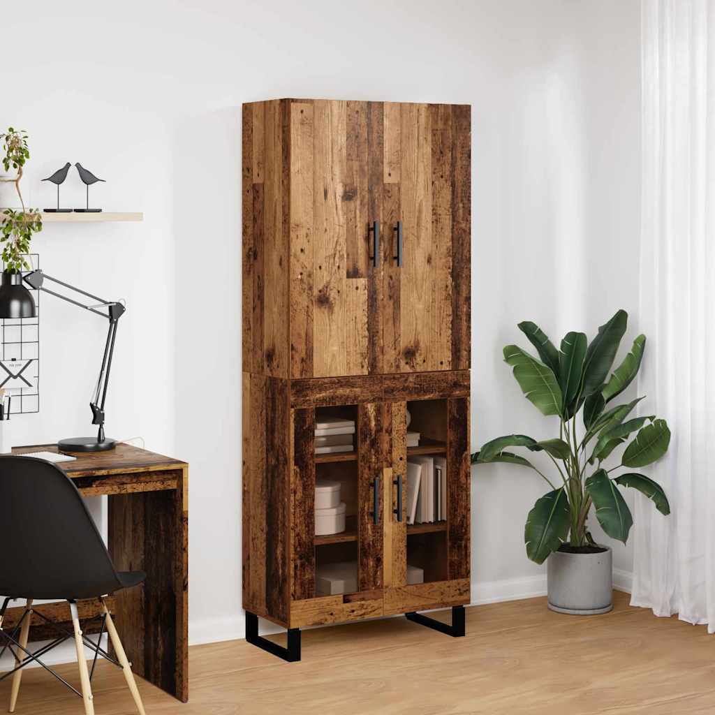 Haut Armoire 2 pcs Bois Ancien Bois Aggloméré et Verre - XIOS