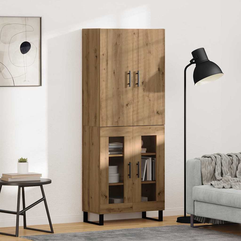 Haut Armoire 2 pcs Chêne artisanal Bois Aggloméré et Verre - XIOS
