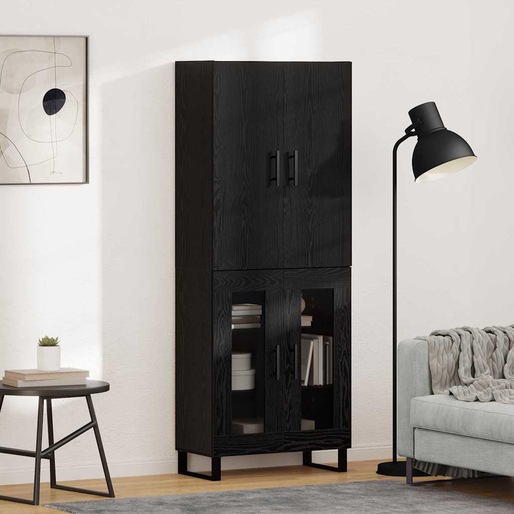 Haut Armoire 2 pcs Chêne noir Bois Aggloméré et Verre - XIOS