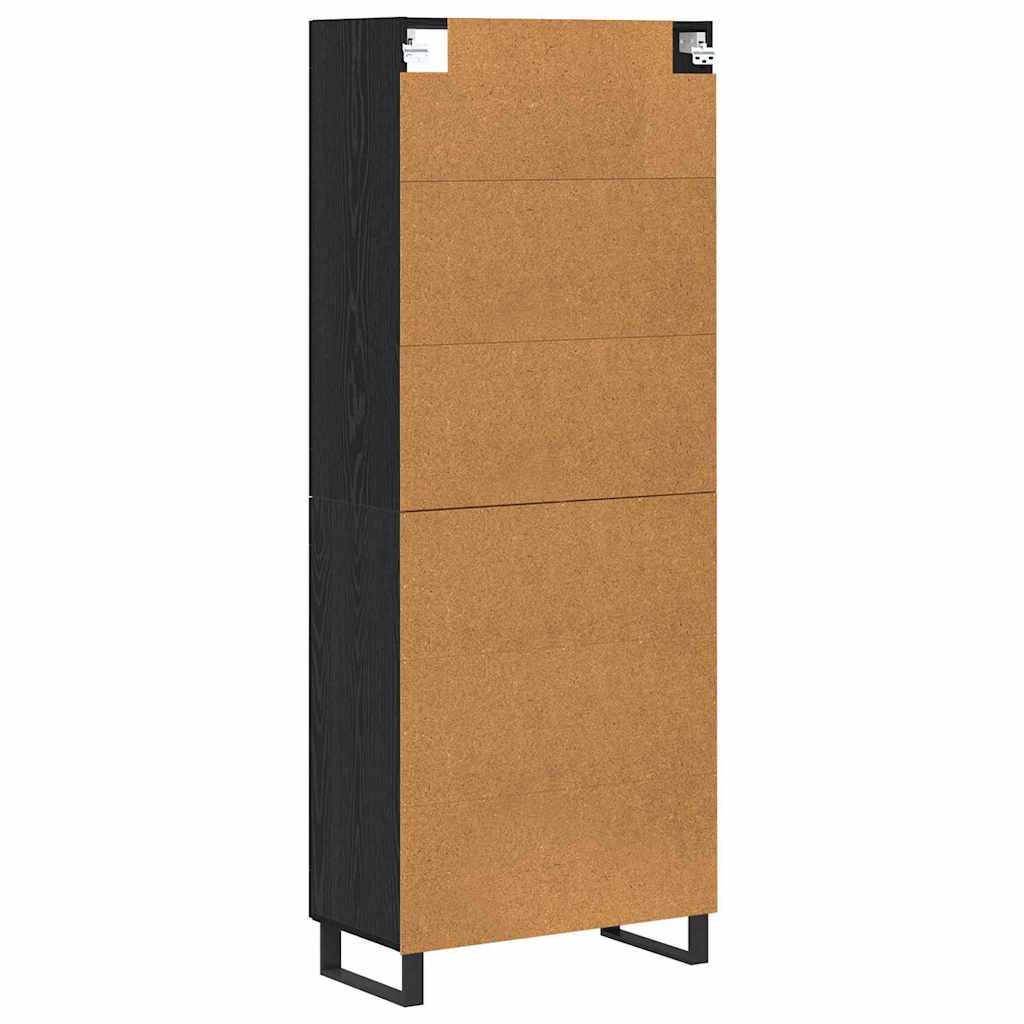 Haut Armoire 2 pcs Chêne noir Bois Aggloméré et Verre - XIOS