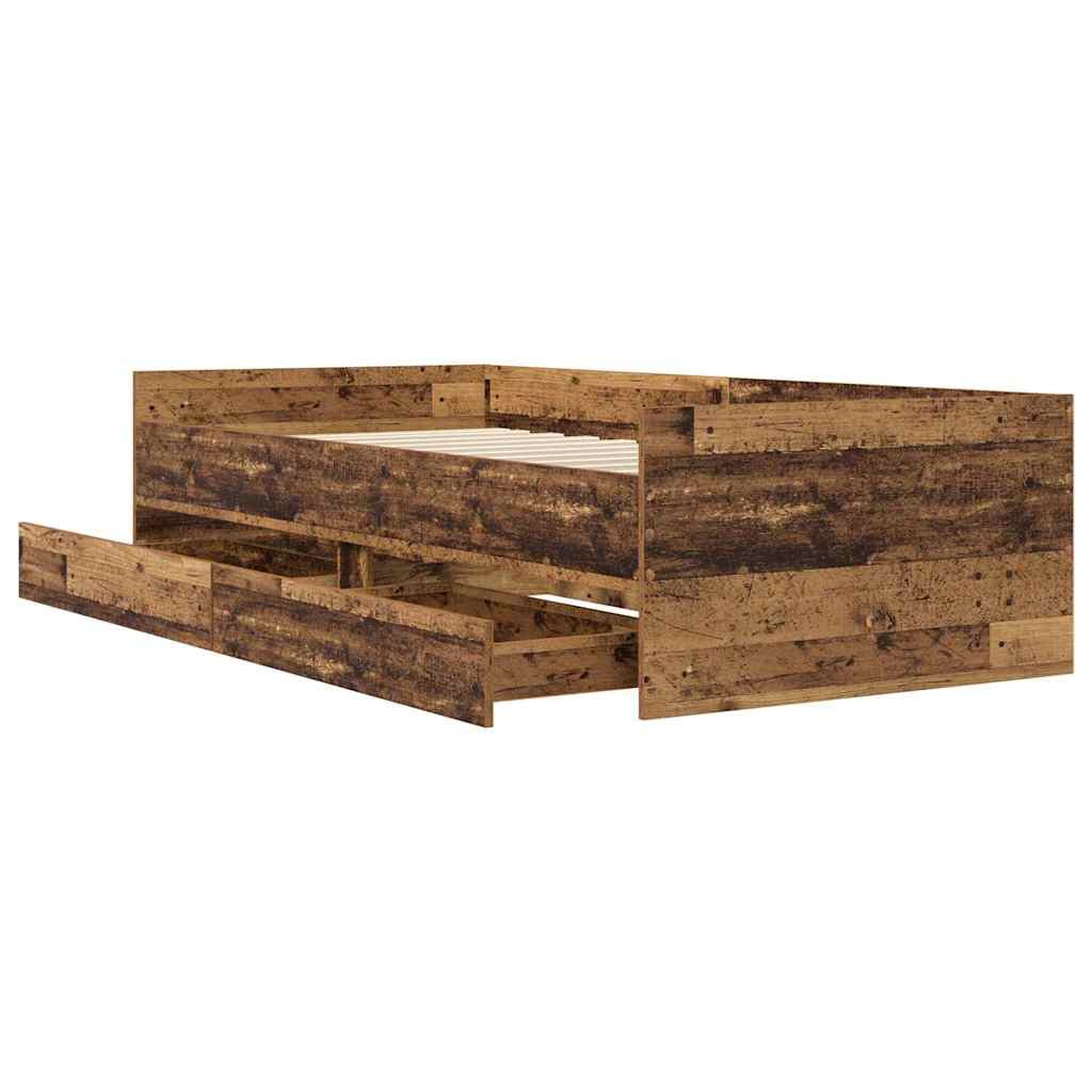Cadre de lit avec tiroir Bois Ancien 90 x 200 cm Pin massif - XIOS