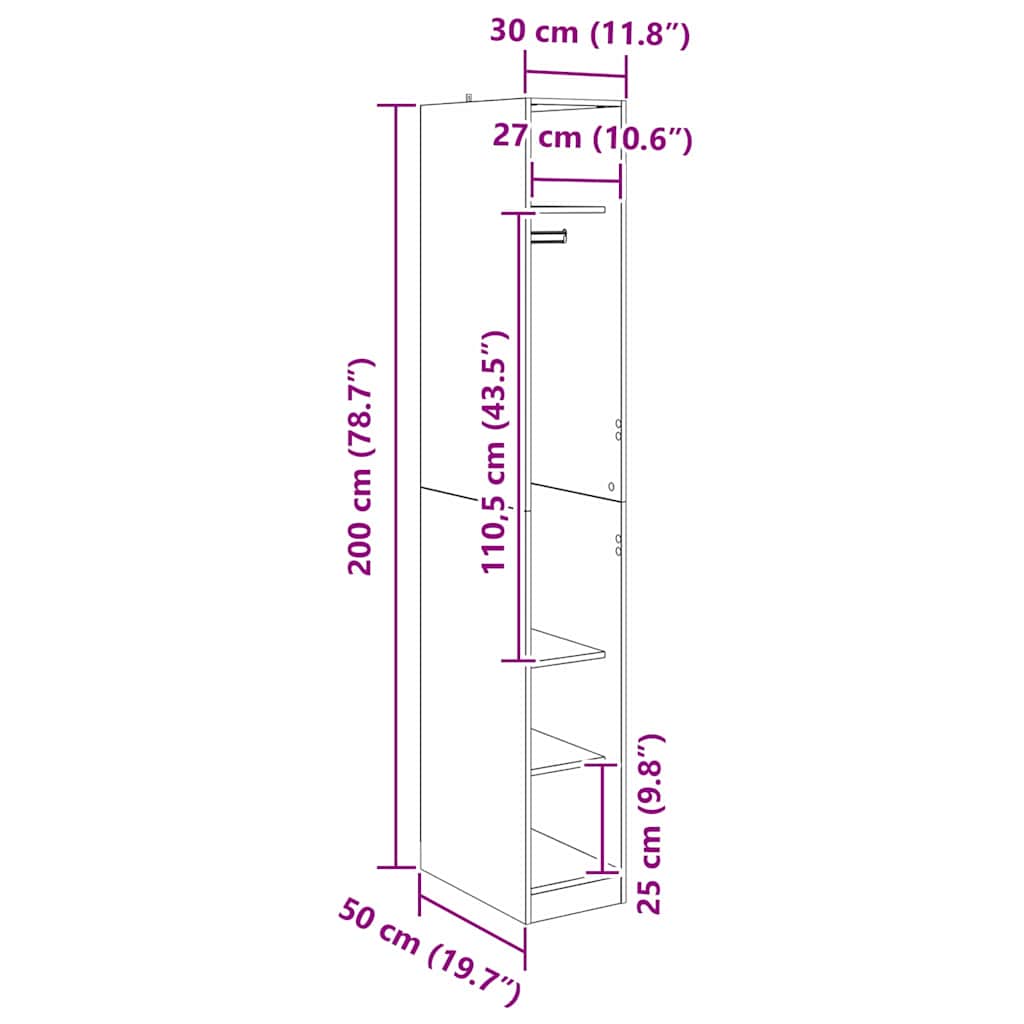 Armoire Chêne noir 50 x 30 x 200 cm Bois d'ingénierie - XIOS