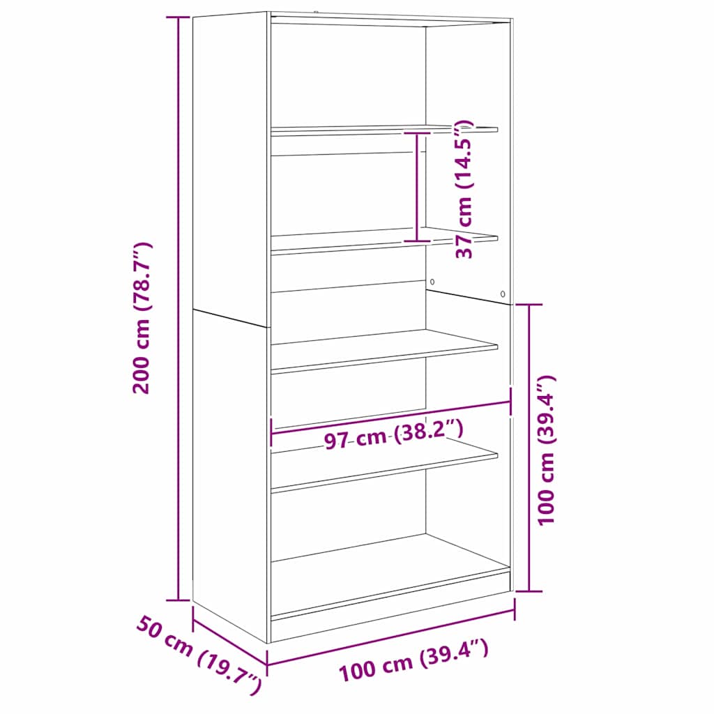 Armoire Chêne noir 100 x 50 x 200 cm Bois d'ingénierie - XIOS