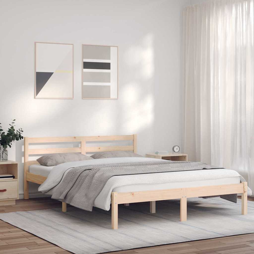 Cadre de lit Naturel 208,5 x 157,5 x 69,5 cm Bois de Pin Massif - XIOS