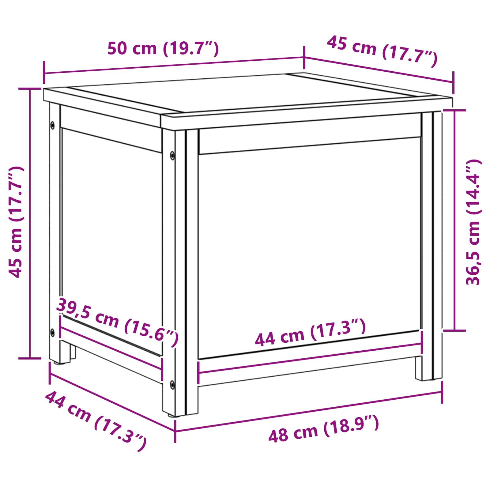 Boîte de rangement avec stockage 50 x 45 x 45 cm - XIOS