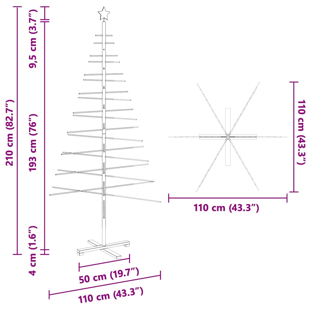 Arbre de Noël en bois avec support Marron 210 cm Bambou - XIOS