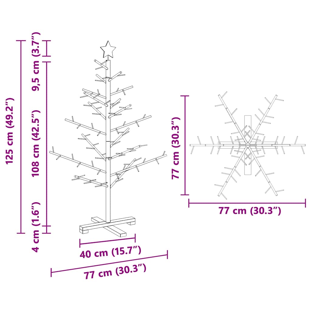 Arbre de Noël en bois Naturel 125 cm Bois massif en pin - XIOS