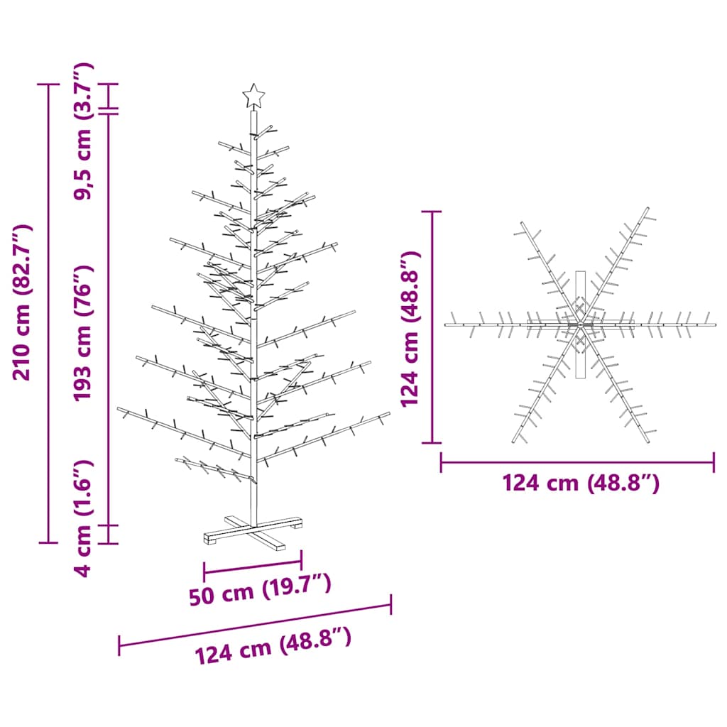 Arbre de Noël en bois Marron 210 cm Bois massif en pin - XIOS