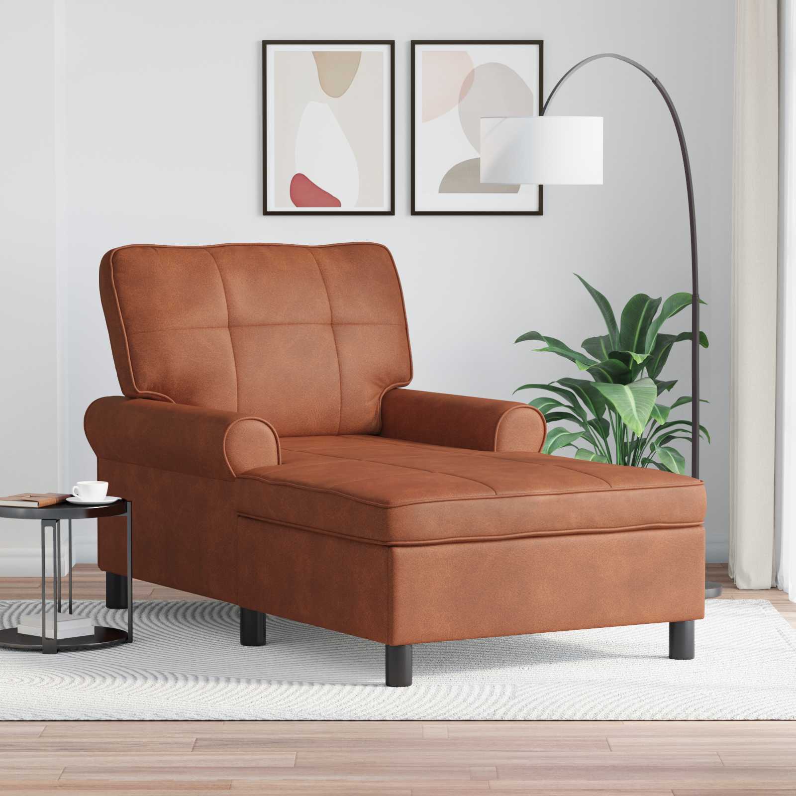 Chaise longue avec coussin Marron 91 x 157 x 91 cm PU antique - XIOS