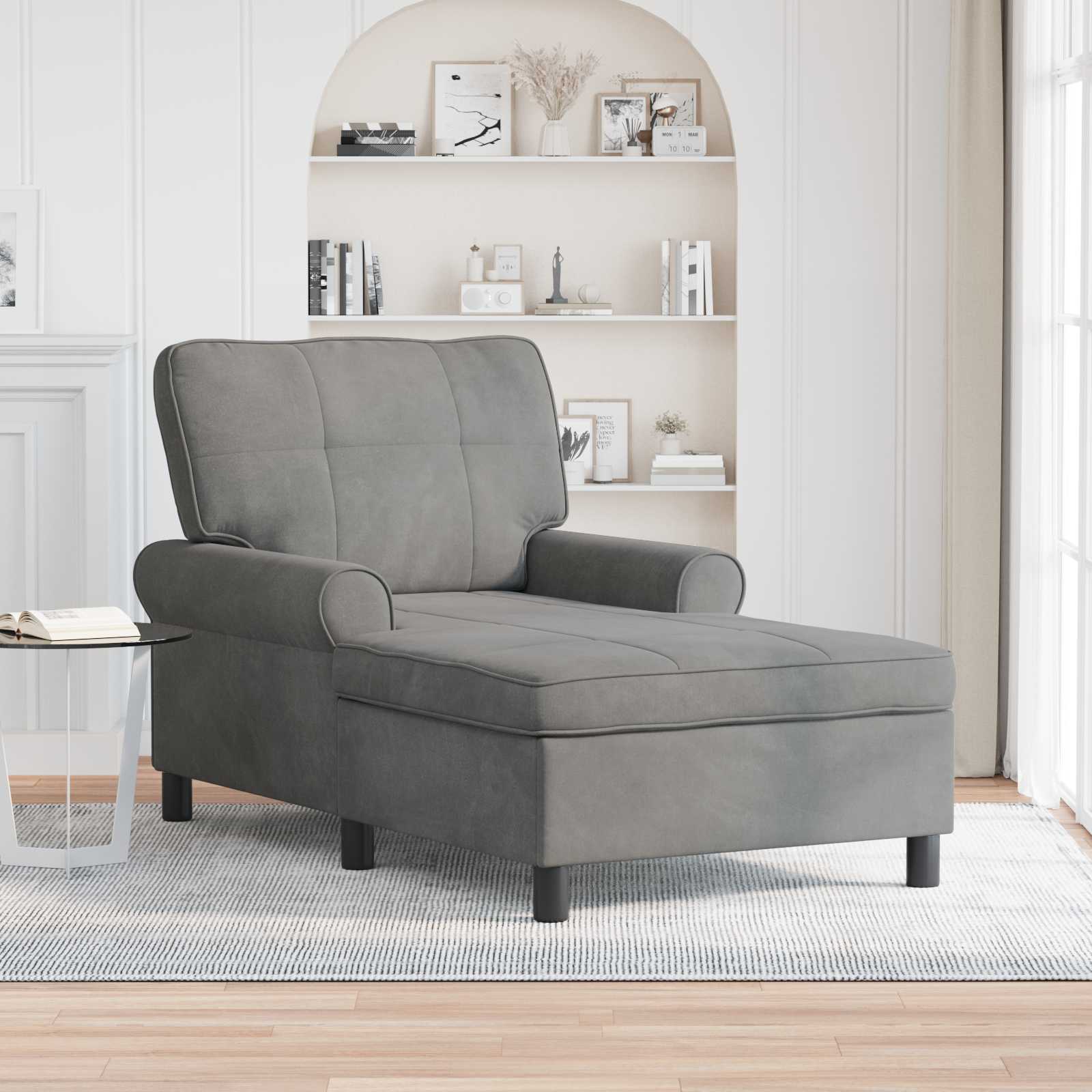 Chaise longue avec coussin Gris foncé 91 x 157 x 91 cm Velours - XIOS