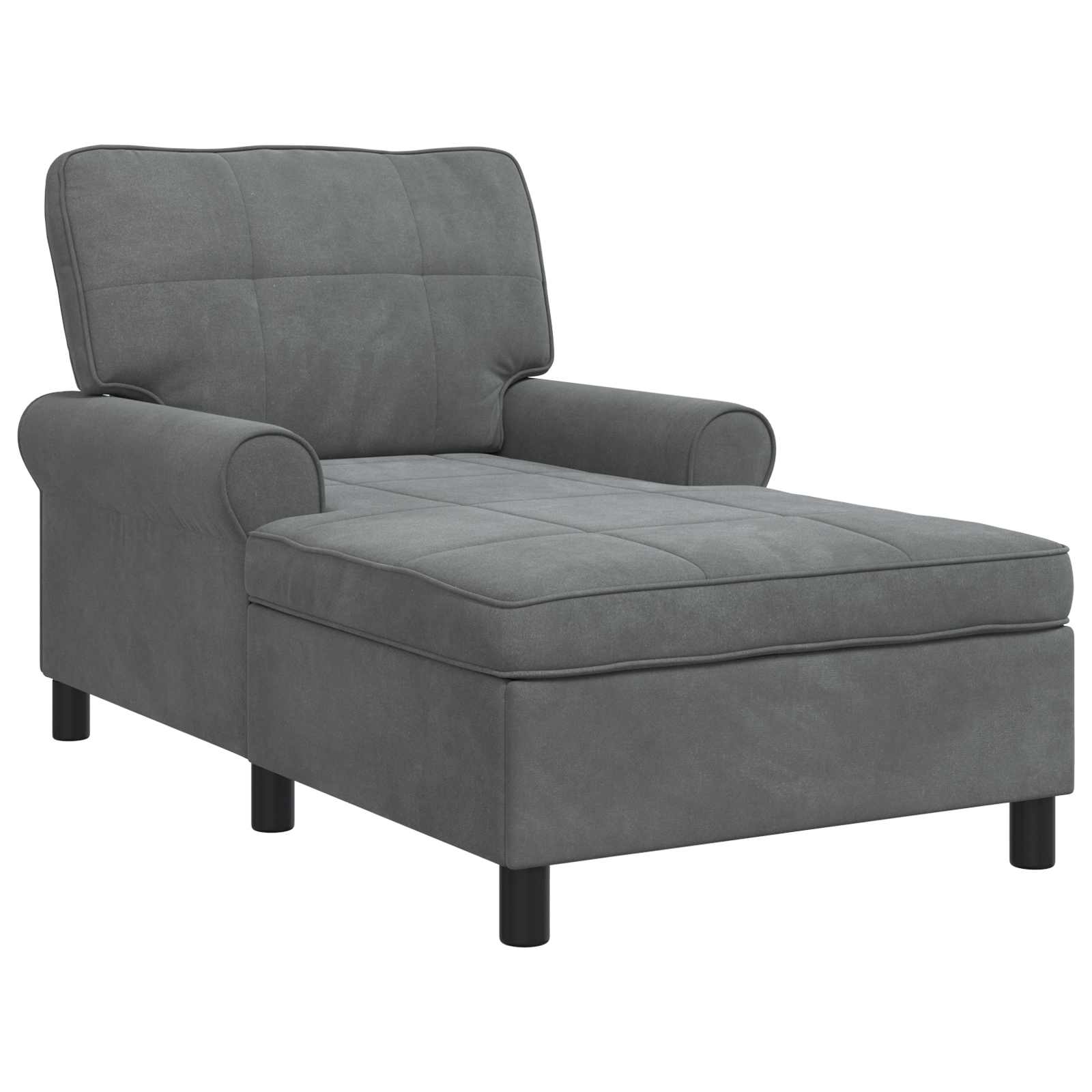 Chaise longue avec coussin Gris foncé 91 x 157 x 91 cm Velours - XIOS