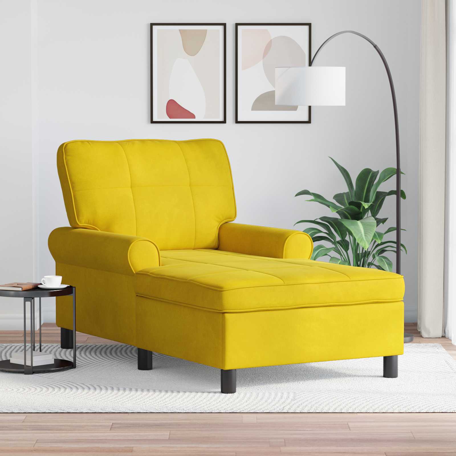 Chaise longue avec coussin Jaune 91 x 157 x 91 cm Velours - XIOS
