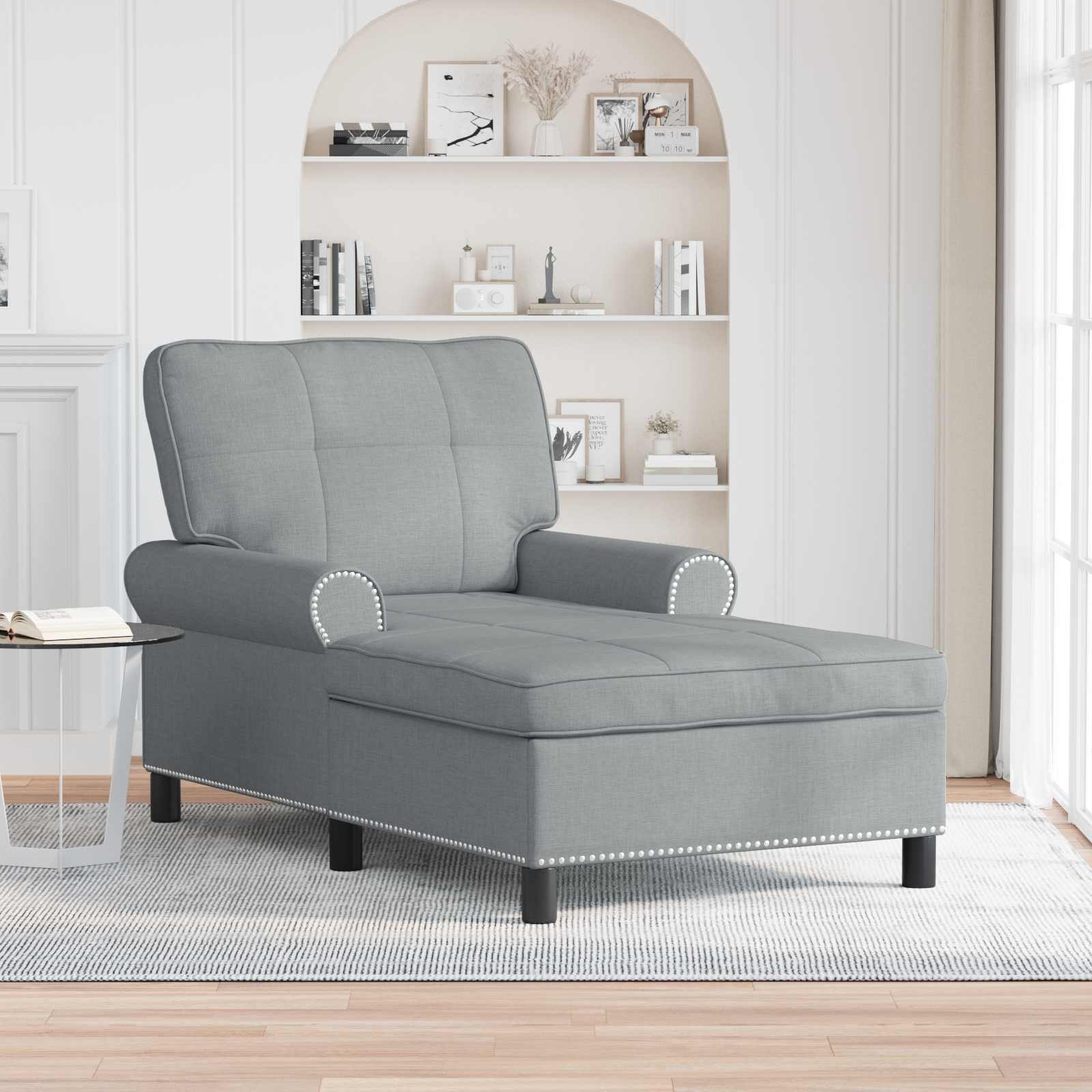 Chaise longue avec coussin Gris clair 91 x 157 x 91 cm tissu - XIOS