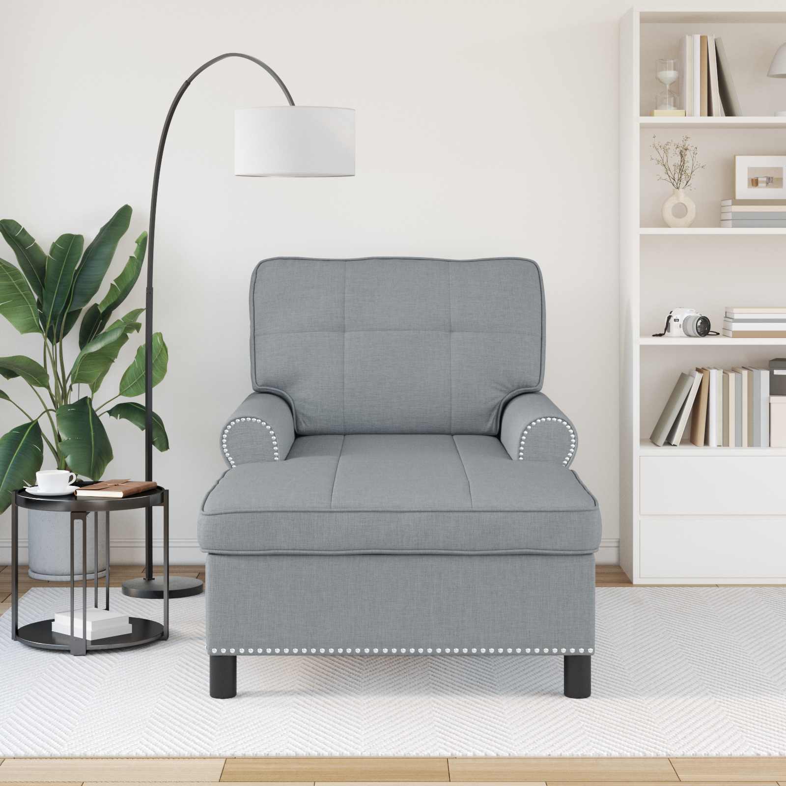Chaise longue avec coussin Gris clair 91 x 157 x 91 cm tissu - XIOS