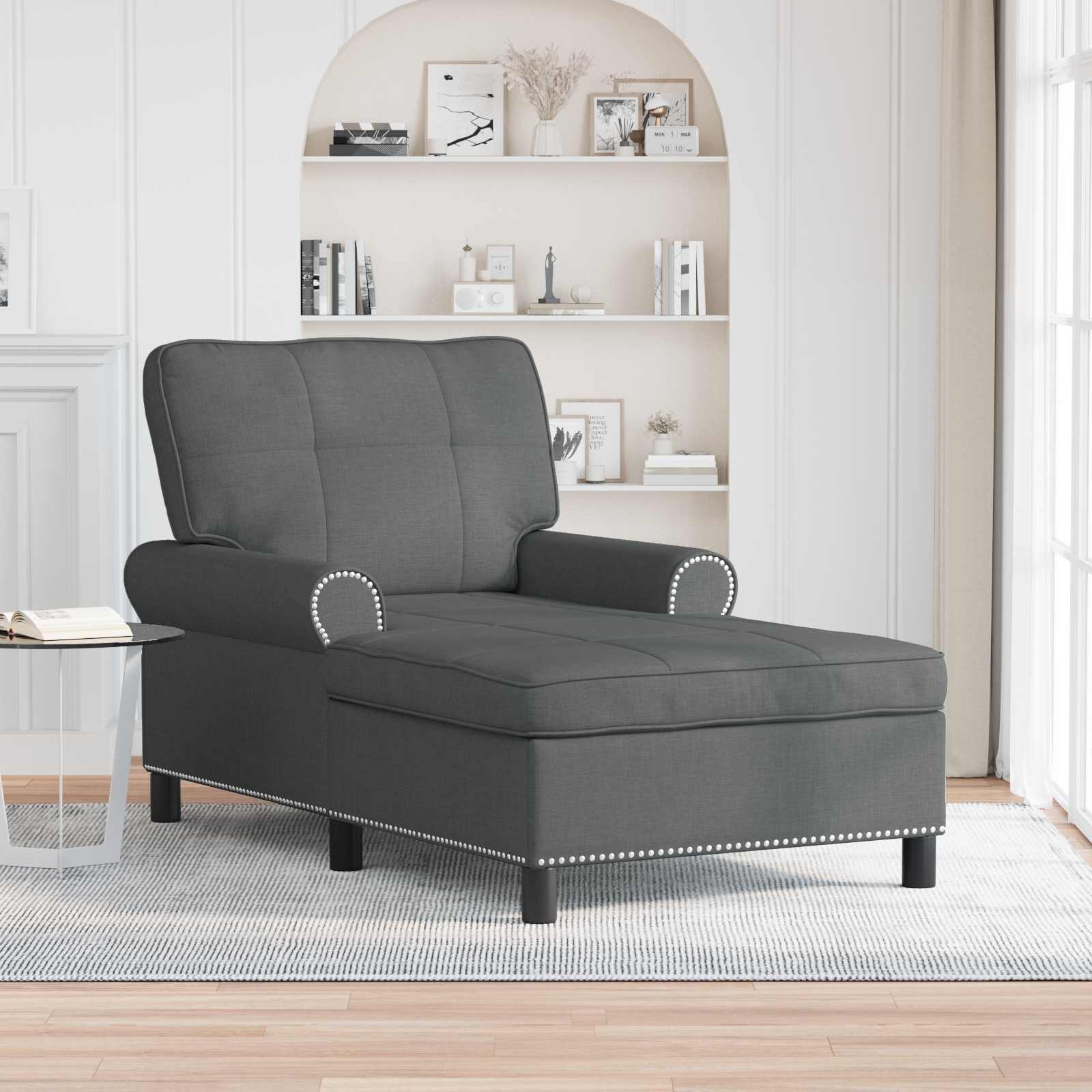 Chaise longue avec coussin Gris foncé 91 x 157 x 91 cm tissu - XIOS