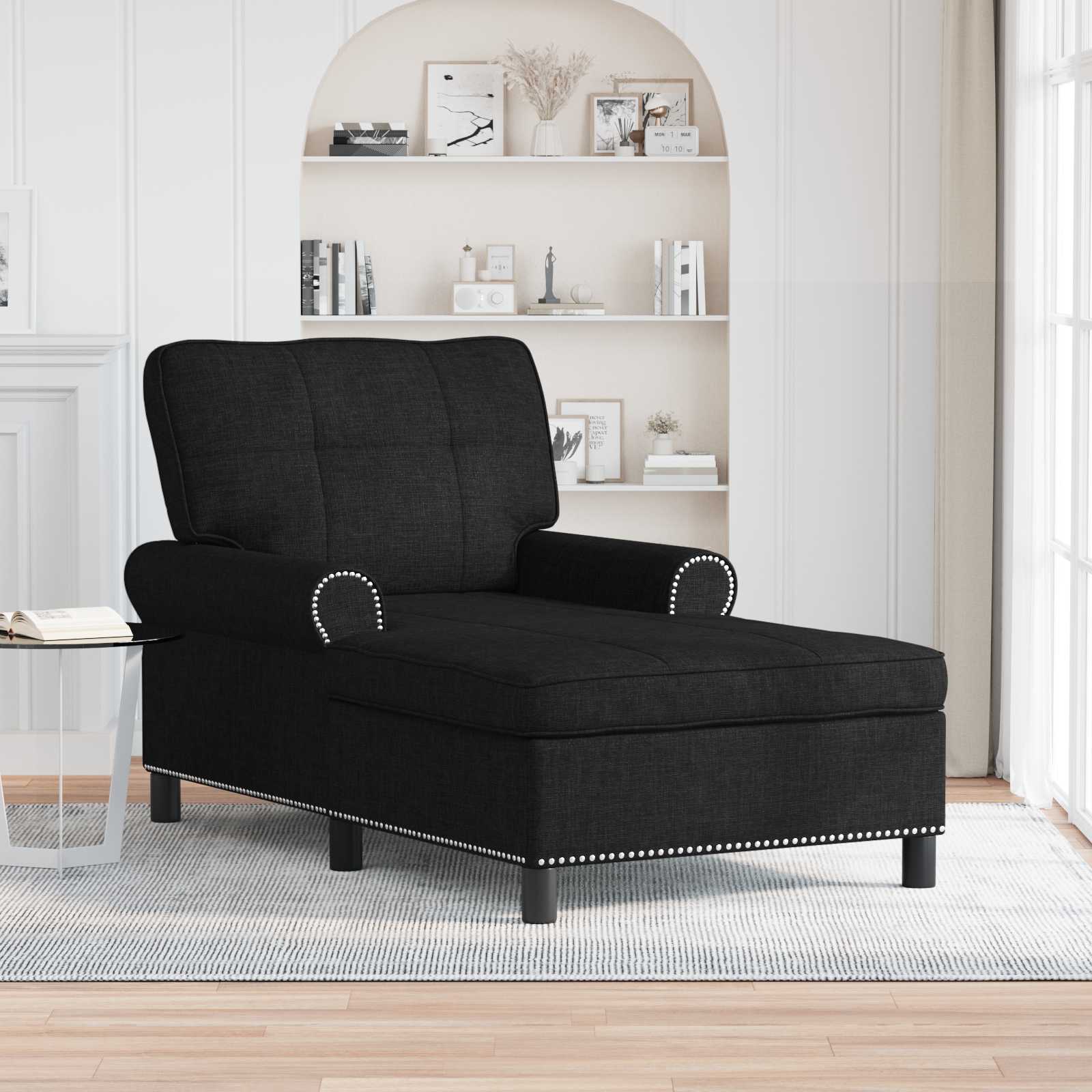 Chaise longue avec coussin Noir 91 x 157 x 91 cm tissu - XIOS