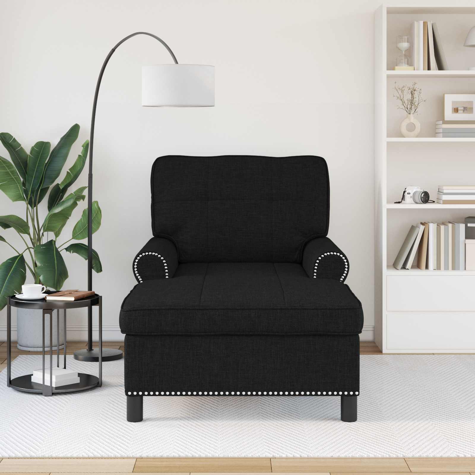 Chaise longue avec coussin Noir 91 x 157 x 91 cm tissu - XIOS