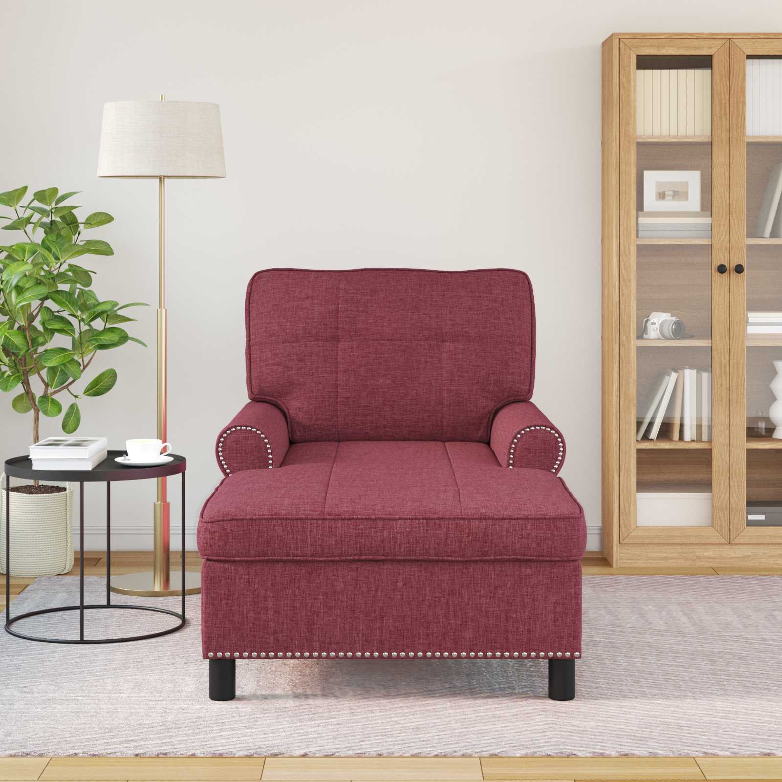Chaise longue avec coussin Bordeaux 91 x 157 x 91 cm tissu - XIOS