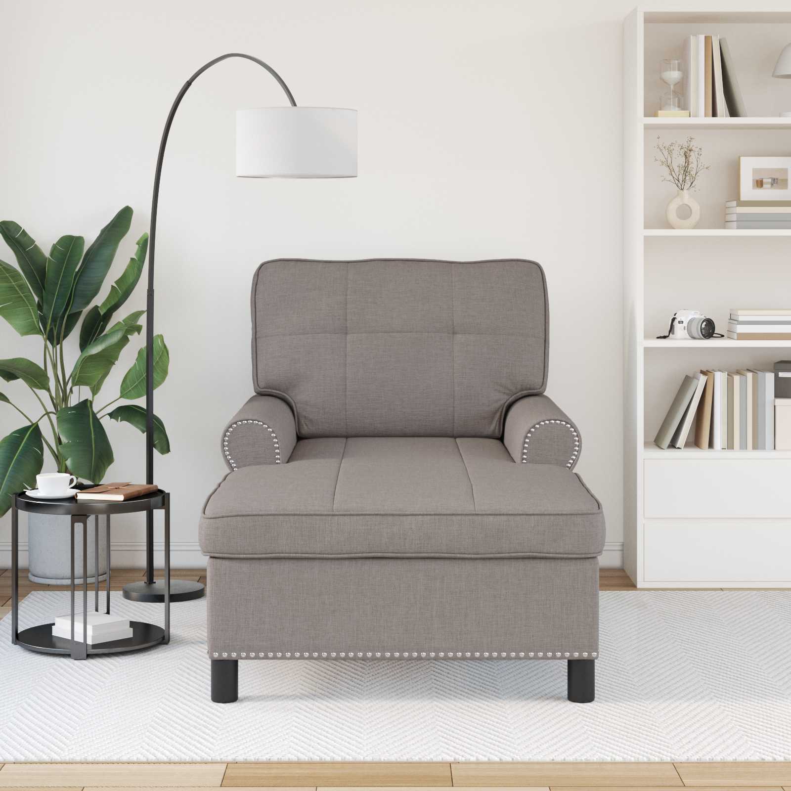 Chaise longue avec coussin Taupe 91 x 157 x 91 cm tissu - XIOS