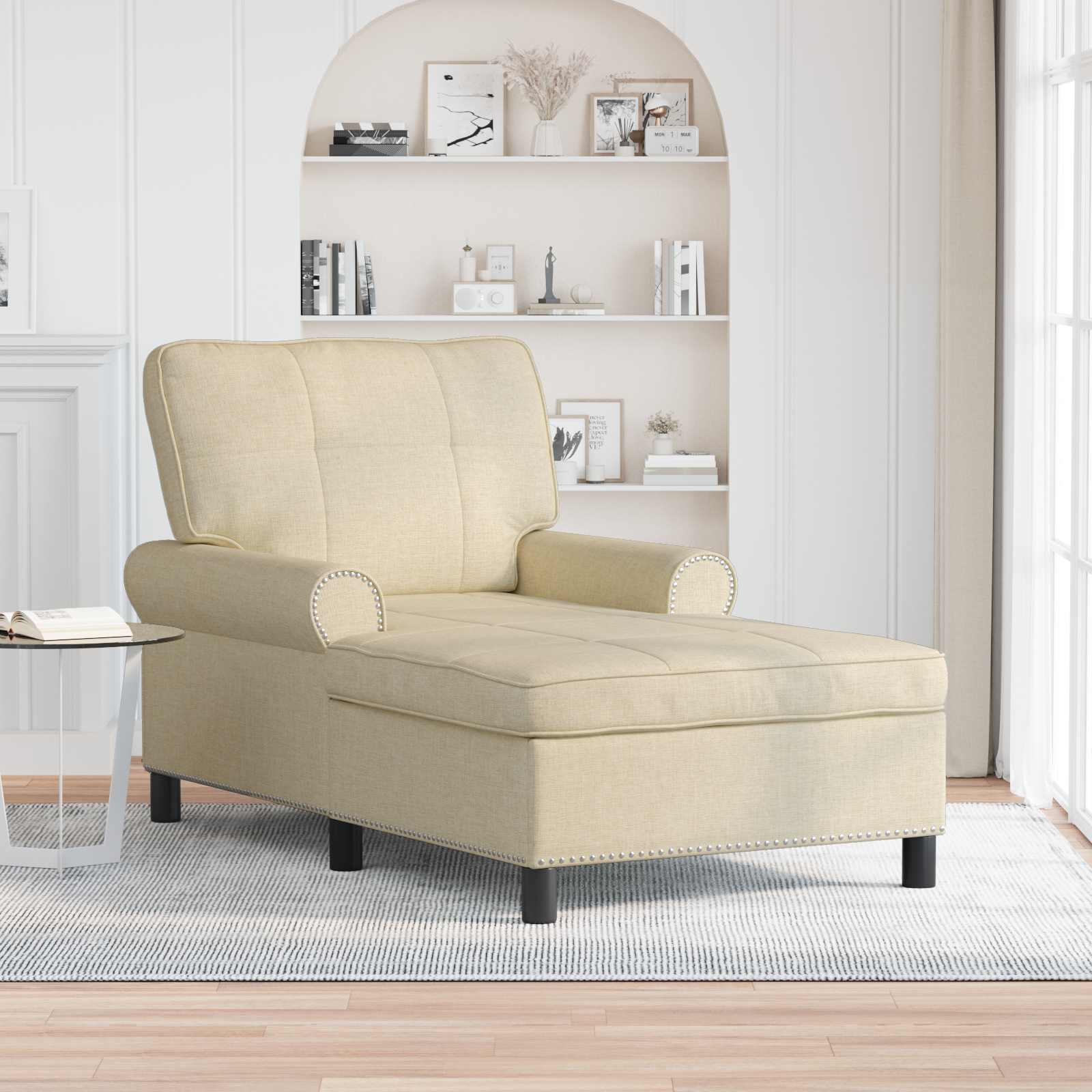 Chaise longue avec coussin Crème 91 x 157 x 91 cm tissu - XIOS