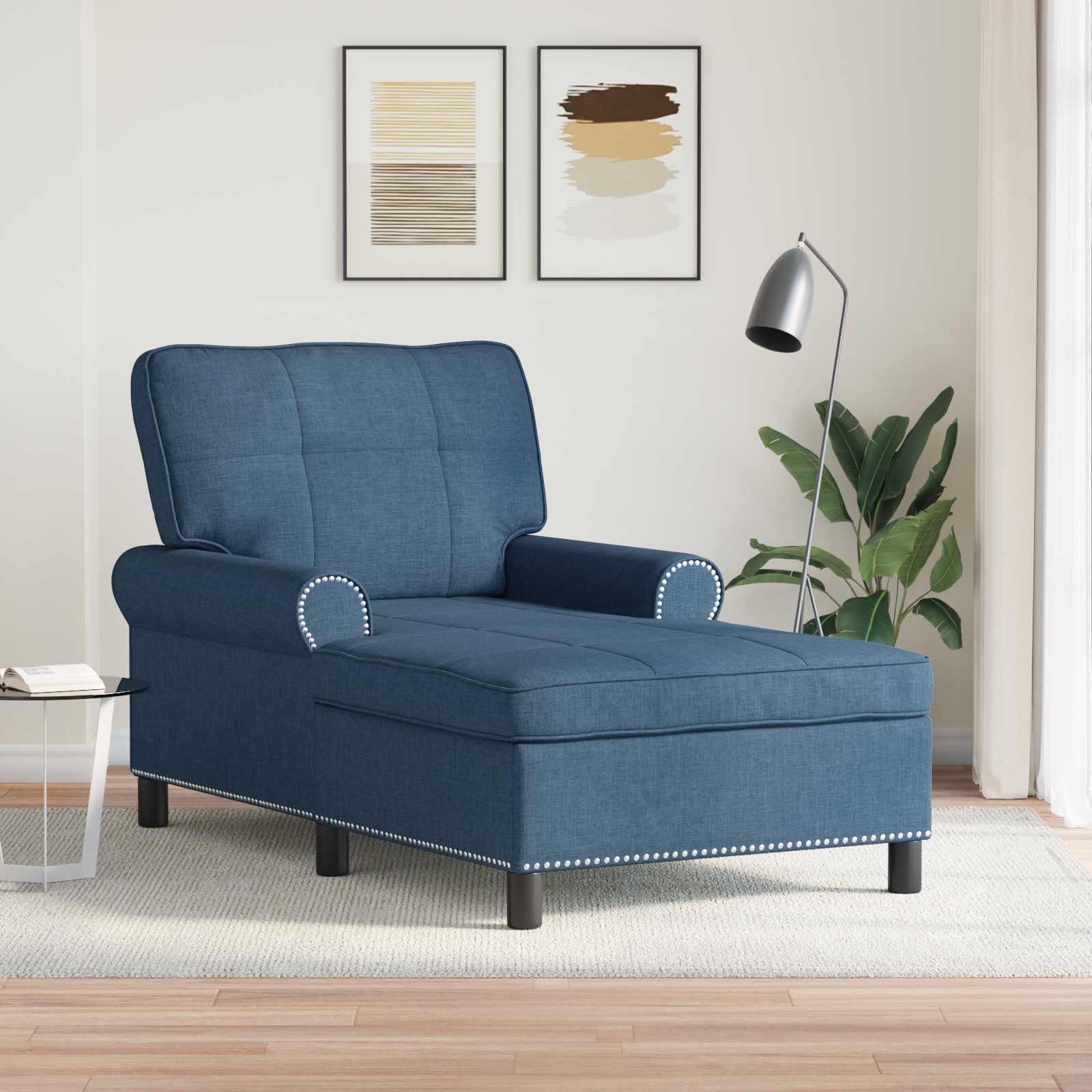 Chaise longue avec coussin Bleu 91 x 157 x 91 cm tissu - XIOS