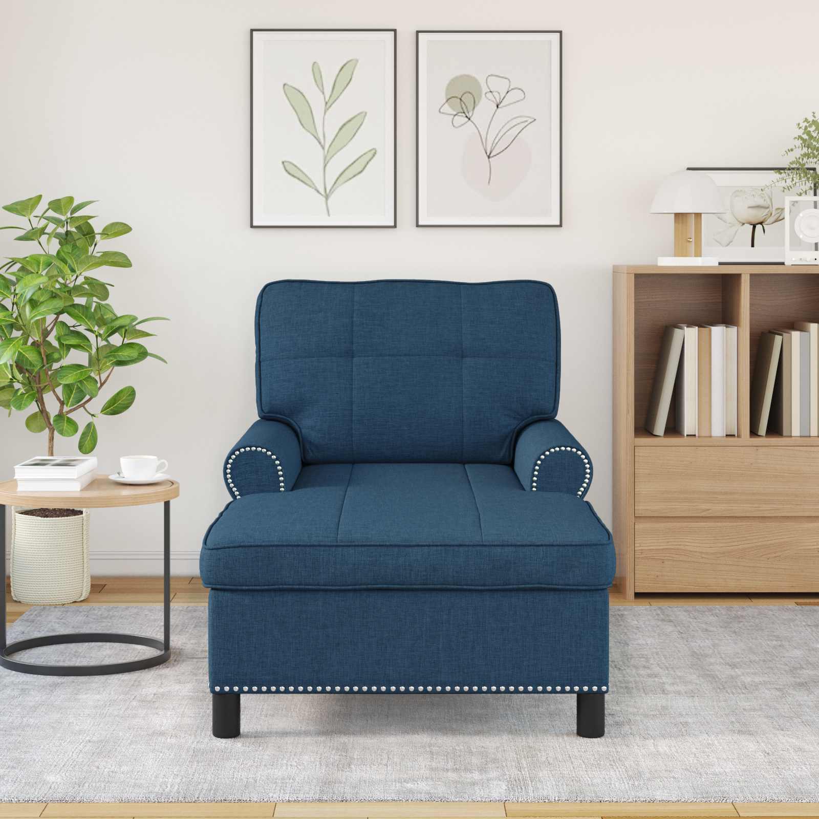 Chaise longue avec coussin Bleu 91 x 157 x 91 cm tissu - XIOS