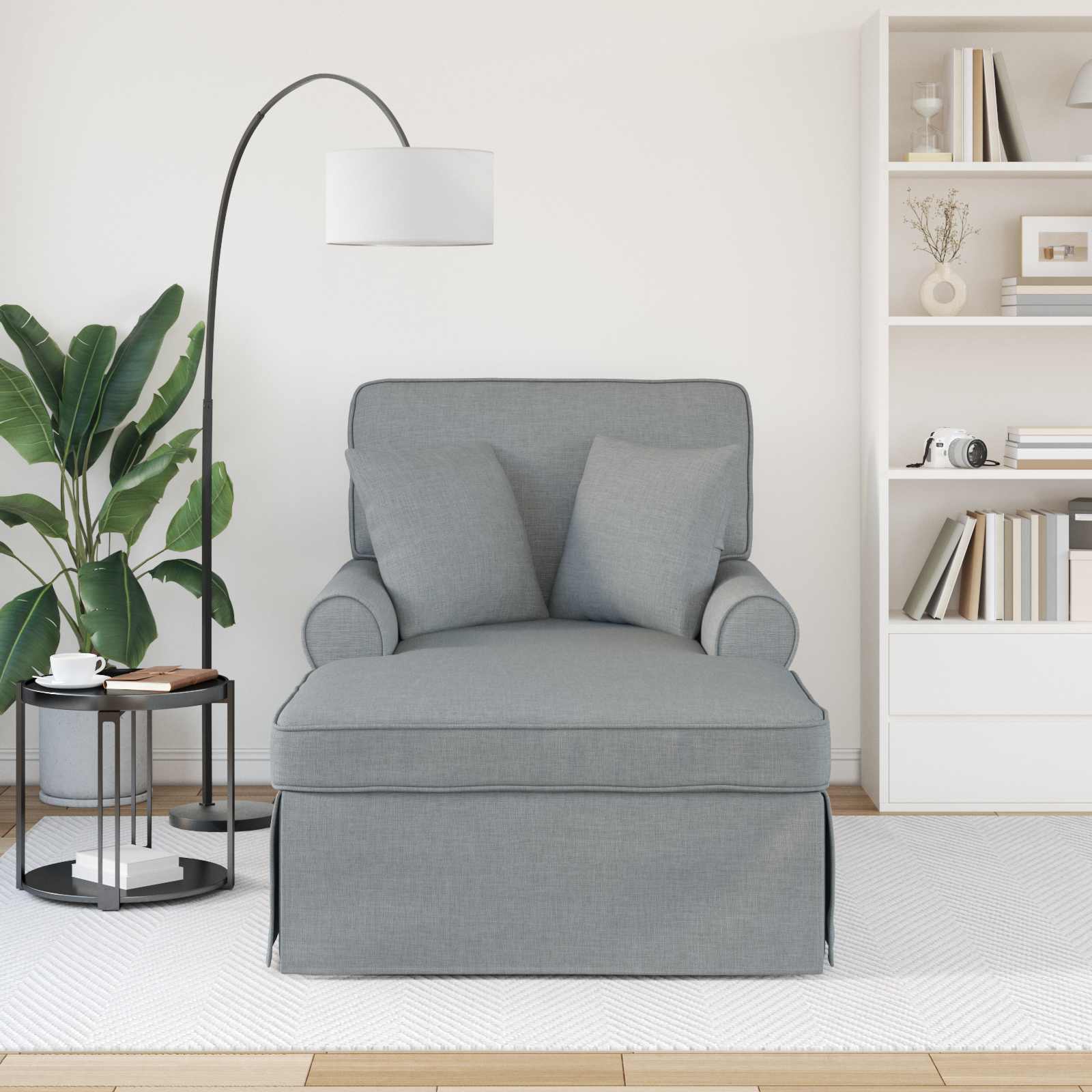 Chaise lounge avec jupe Gris clair 91 x 157 x 91 cm tissu - XIOS
