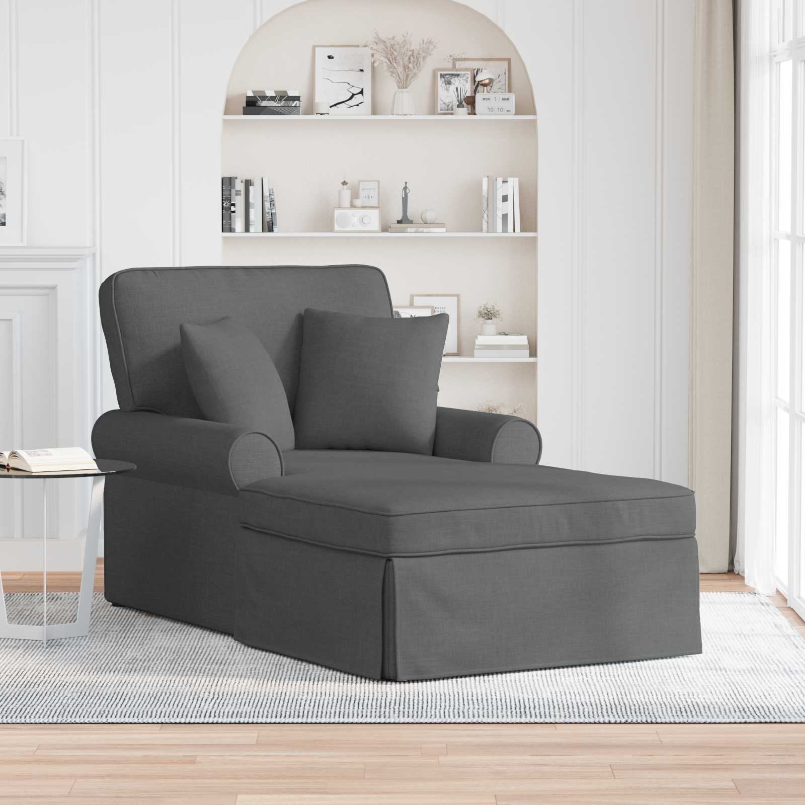 Chaise lounge avec jupe Gris foncé 91 x 157 x 91 cm tissu - XIOS