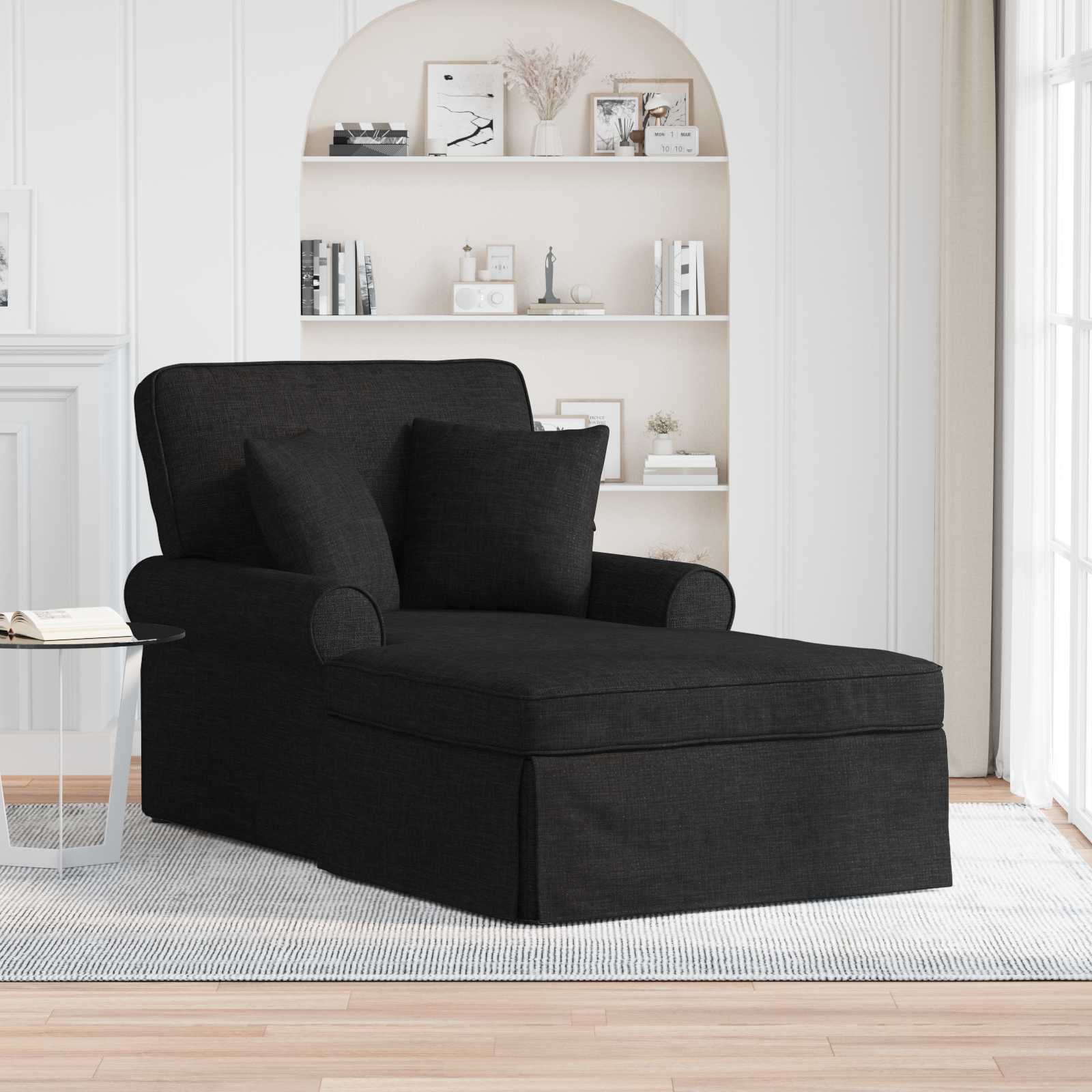 Chaise lounge avec jupe Noir 91 x 157 x 91 cm tissu - XIOS