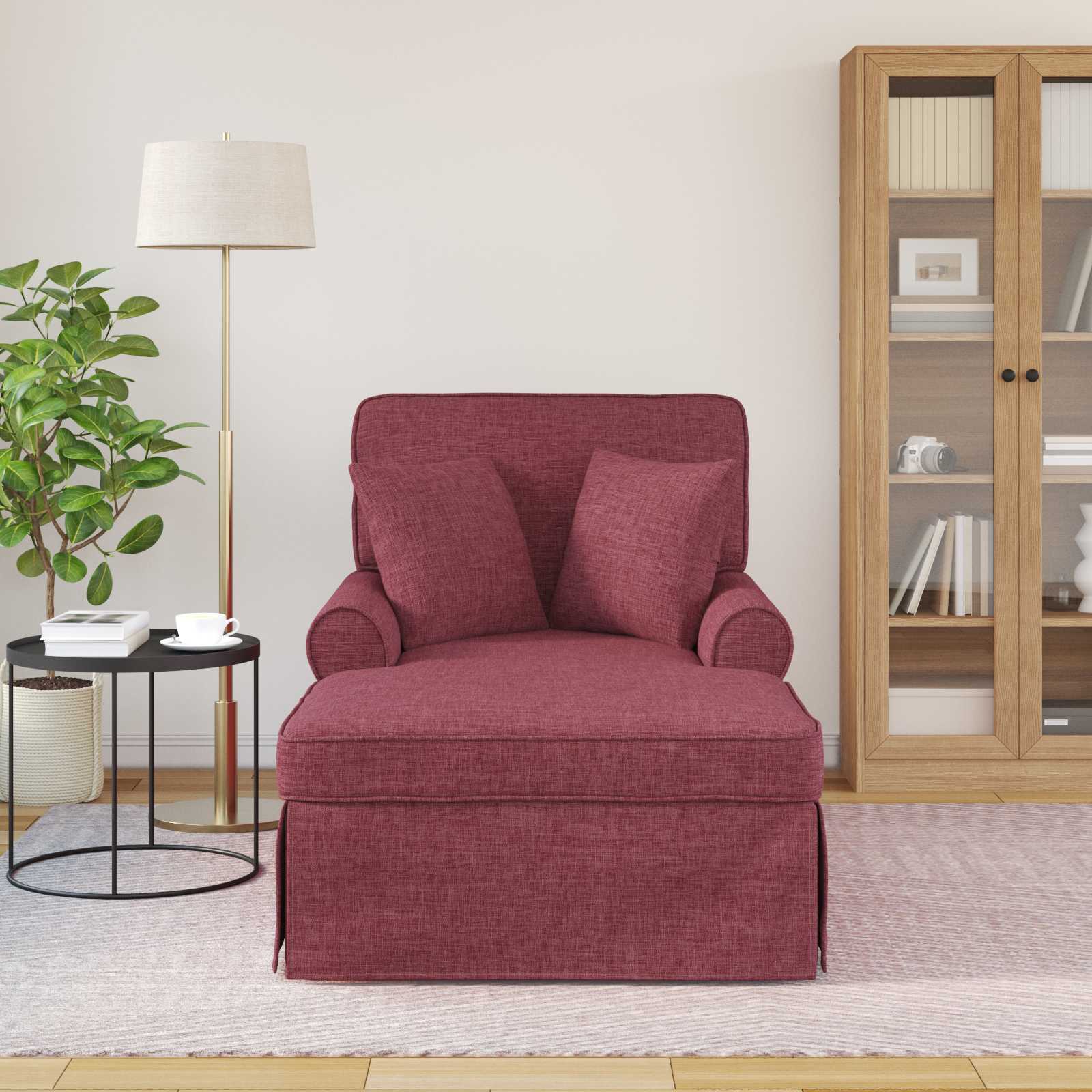 Chaise lounge avec jupe avec coussin 3 pcs Bordeaux tissu - XIOS